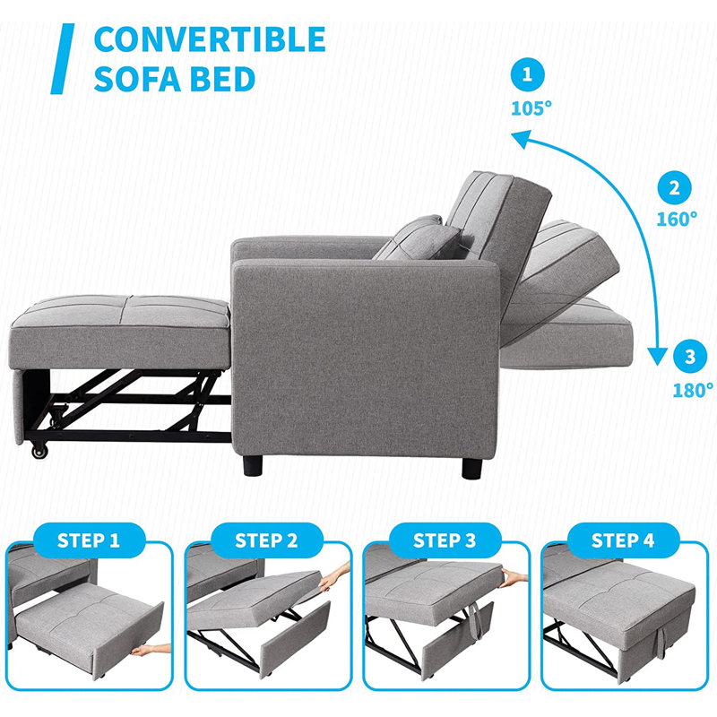 Ebern Designs Culliton Twin 36.4'' Upholstered Sewn Pillow Back Futon Chair Wayfair